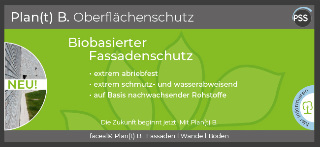 Biobasierter Fassadenschutz Plant(t) B. der PSS Interservice AG