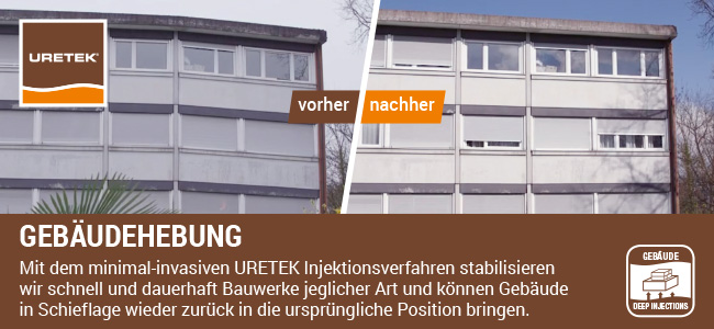 Das Injektionsverfahren von URETEK ist die bewährte Methode für Gebäudehebungen.